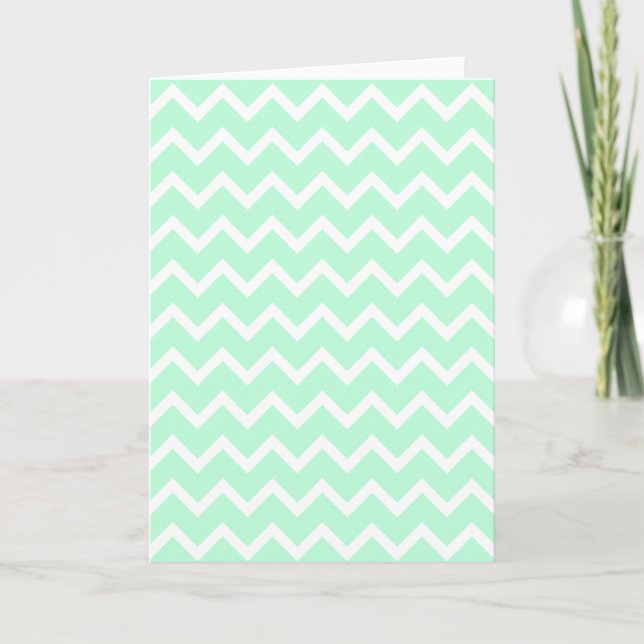 Mint Green Zigzag Chevron Stripes. Card (Front)