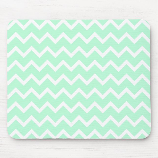 Mint Green Zigzag Chevron Stripes. Mouse Pad (Front)