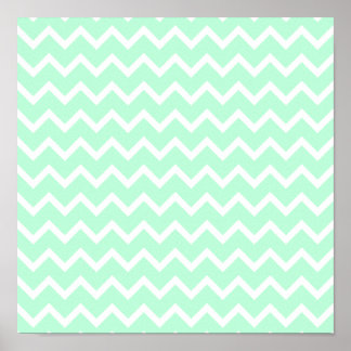 Mint Green Zigzag Chevron Stripes. Poster