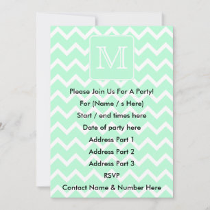 Mint Green Zigzag with Custom Monogram. Invitation