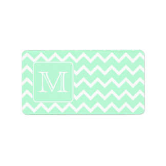 Mint Green Zigzag with Custom Monogram. Label