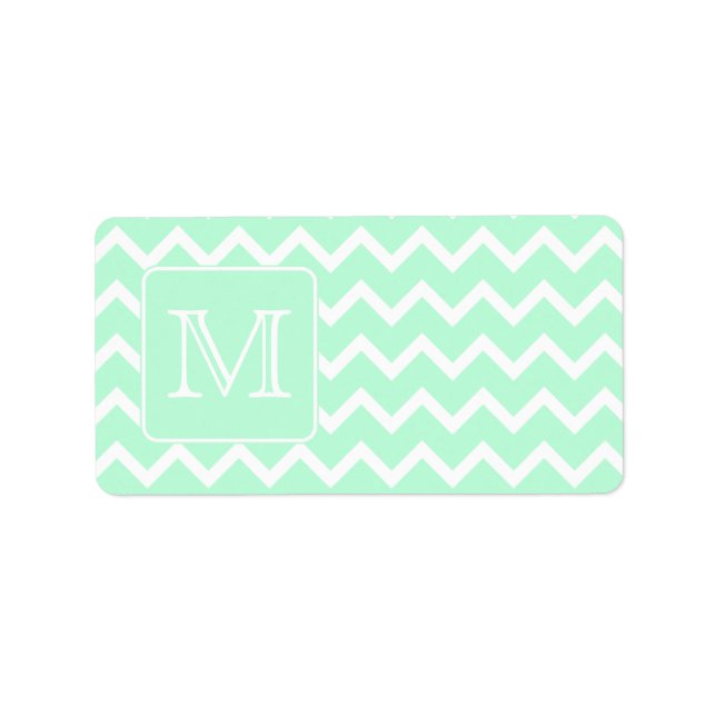 Mint Green Zigzag with Custom Monogram. Label (Front)