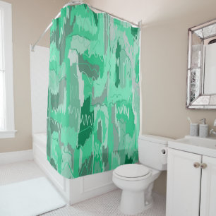 Mint Greenery Abstract Shower Curtain