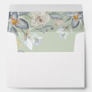 Mint Greenery & White Floral - Mint Envelope