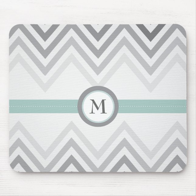 Mint + Grey Chevron Mousepad (Front)