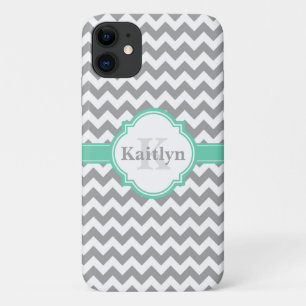Mint Grey Chevron Pattern & Moroccan Quatrefoil Case-Mate iPhone Case