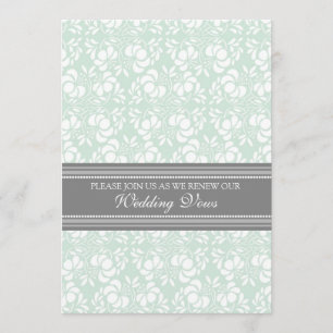 Mint Grey Damask Wedding Vow Renewal Invitations