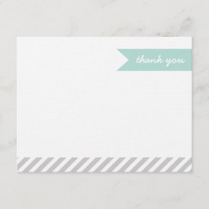 Mint & Grey Modern Flag & Stripes Thank You Cards