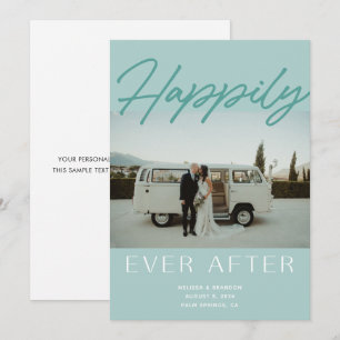 Mint Happily Ever After Wedding Announcement Card