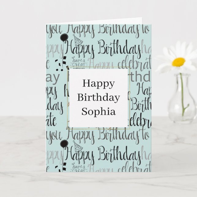 Mint Happy Birthday Card (Small Plant)