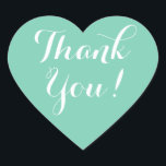 Mint heart shape wedding favour thank you stickers<br><div class="desc">Mint heart shape wedding favour thank you stickers. Mint green and white or custom background colour. Elegant script typography. Use as romantic envelope seals / sealers or as wedding favour label for thanking guests. Cute love symbol with stylish text. Also handy for other occasions like baby shower, engagement party, anniversary...</div>