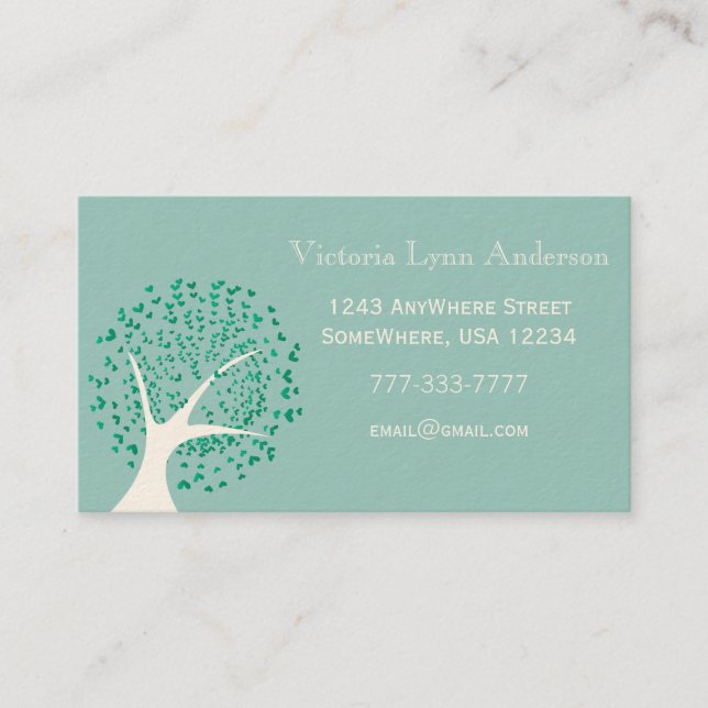 Mint Heart Tree Business Card (Front)