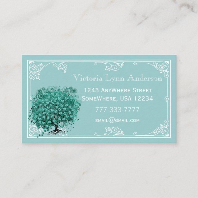 Mint Heart Tree Business Card (Front)