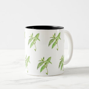Mint herb botanical plants green garden watercolor Two-Tone coffee mug