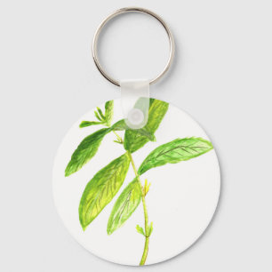 Mint herb Mint watercolour Mint print Key Ring
