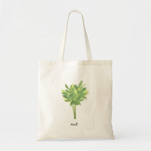 Mint herbs botanical garden vintage watercolor tote bag