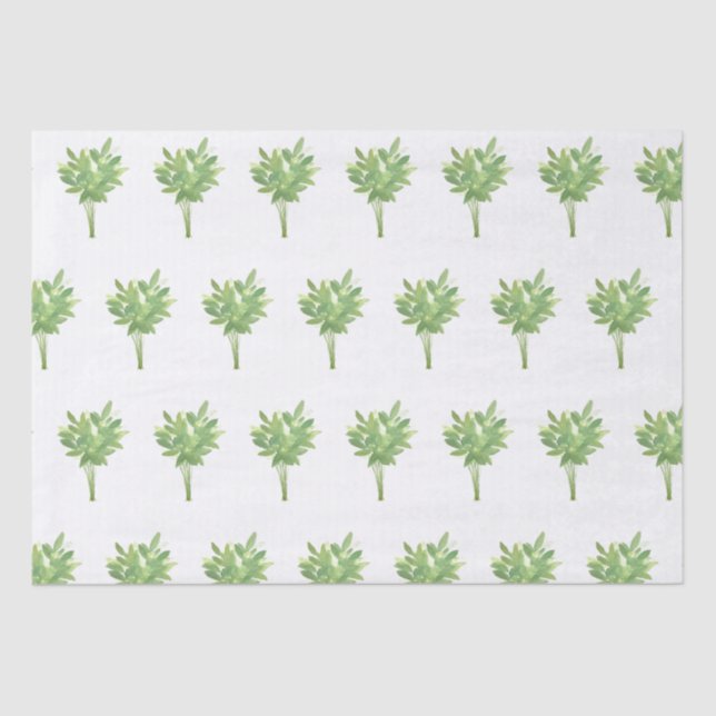 Mint herbs botanical garden watercolor pattern tissue paper (Front)