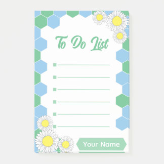 Mint Honeycomb Floral Post-it Notes