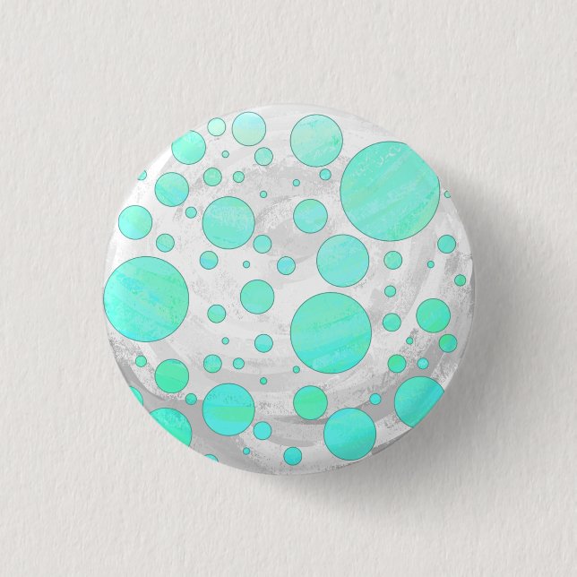 Mint Ice Aqua Blue Polka Dots 3 Cm Round Badge (Front)