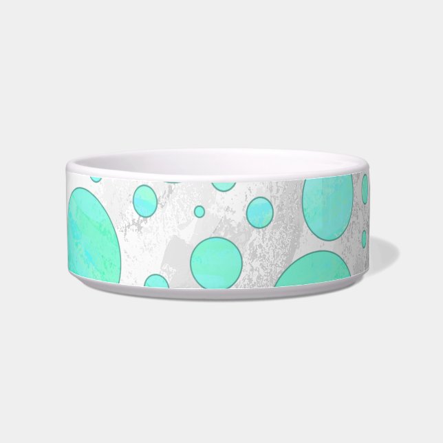 Mint Ice Aqua Blue Polka Dots Bowl (Right)