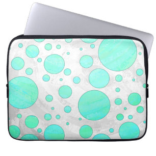 Mint Ice Aqua Blue Polka Dots Laptop Sleeve