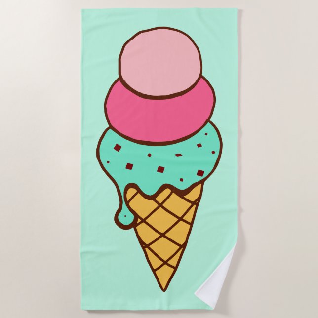 Mint  Ice Cream Cone Beach Towel Gift (Front)