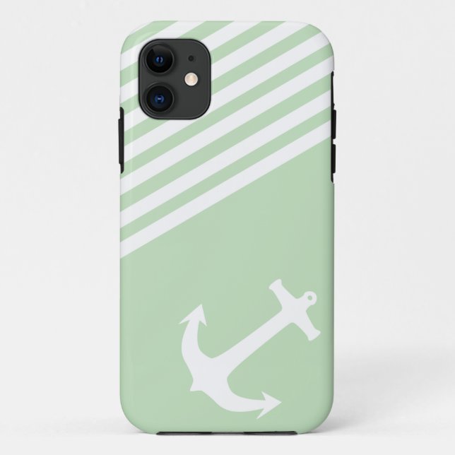 Mint Ice Cream Green Nautical Case-Mate iPhone Case (Back)