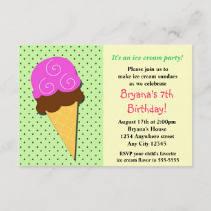 Mint Ice Cream Social Birthday Party Inviations Invitation