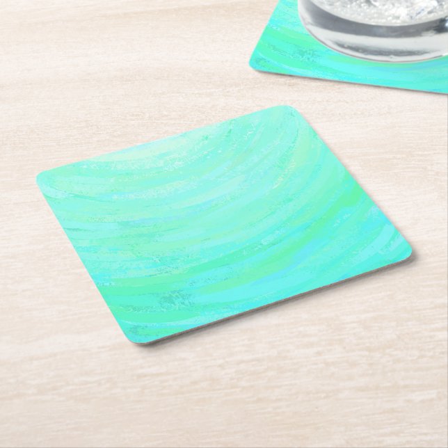 Mint Ice Square Paper Coaster (Angled)