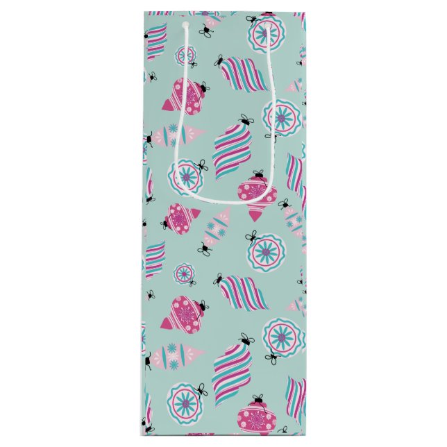 Mint Jolly Baubles Wine Gift Bag (Front)