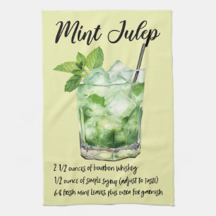 Mint Julep Cocktail Recipe Tea Towel