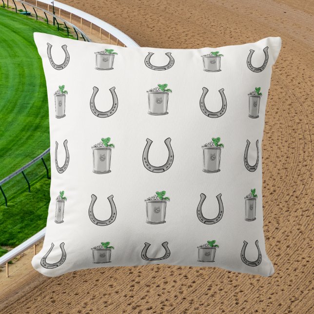 Mint Julep Cocktails and Horseshoes Derby Party Cushion (Creator Uploaded)
