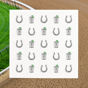 Mint Julep Cocktails & Horseshoe Pattern Race Day Napkin