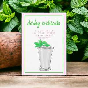 Mint Julep Derby Cocktail Party / Pink and Green Invitation