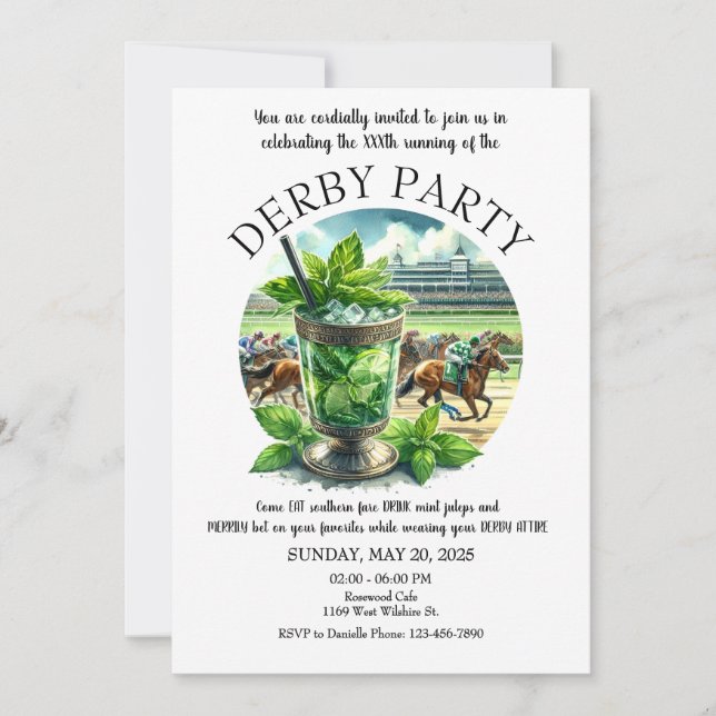 Mint Julep Derby Party Invitation (Front)
