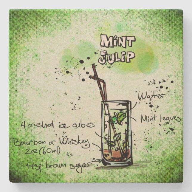 Mint Julep Drink Recipe Stone Coaster (Front)