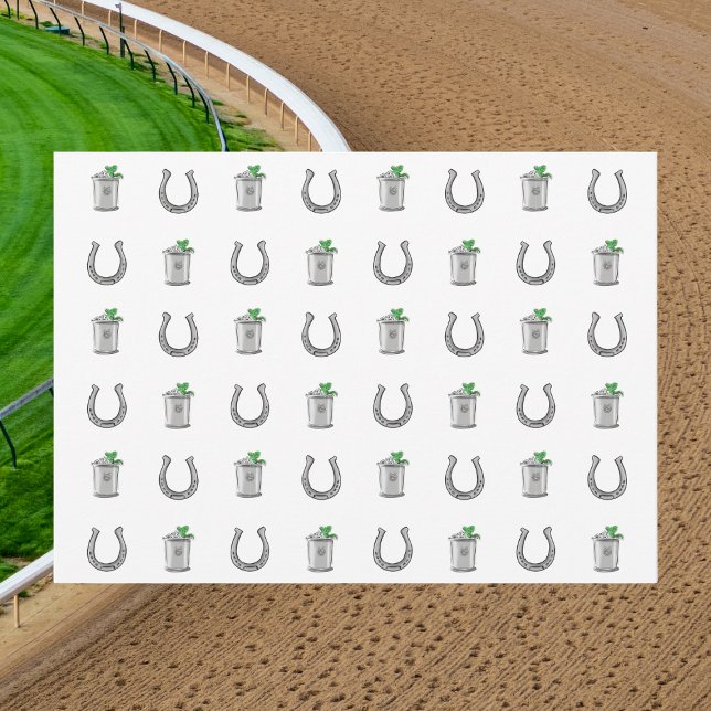 Mint Julep & Horseshoe Pattern Preppy Thank You Card (Creator Uploaded)