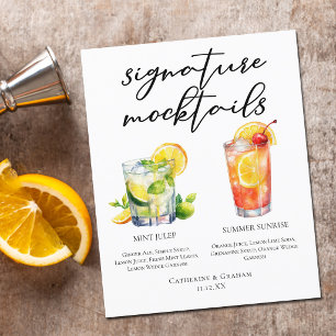 Mint Julep Summer Sunrise Wedding Mocktails Menu