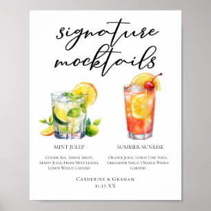 Mint Julep Summer Sunrise Wedding Mocktails Menu Poster