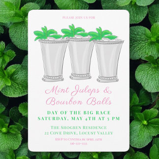 Mint Juleps Bourbon Balls Derby Day Party Invitation