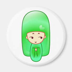 Mint kokeshi magnet