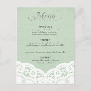Mint Lace Doily Wedding Menu Postcard