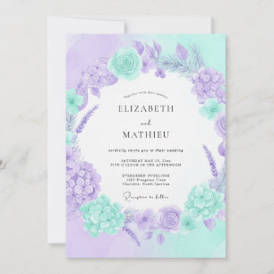 Mint Lavender Ethereal Spring Wedding Invitation