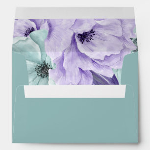 Mint Lavender Purple Watercolor Peonies Envelope