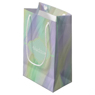 Mint Lavender Yellow Monogram Small Gift Bag