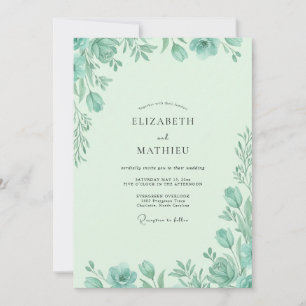 Mint Leafy Wedding Invitation