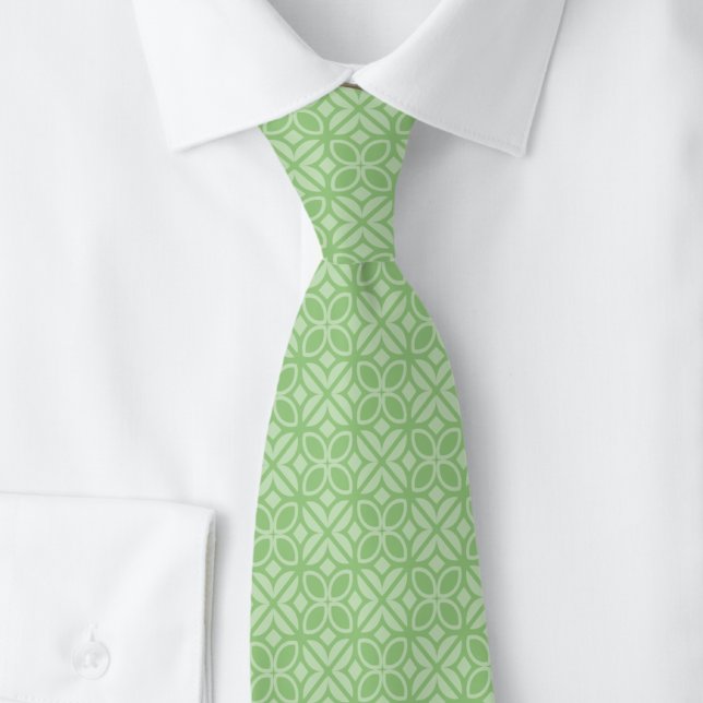 Mint Leaves & Lines Tie (Creator Uploaded)