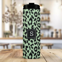 Mint Leopard Animal Print Pattern Monogrammed