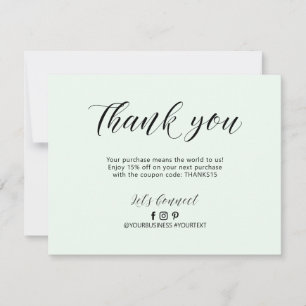 Mint Lettering Business Package Thank You Card