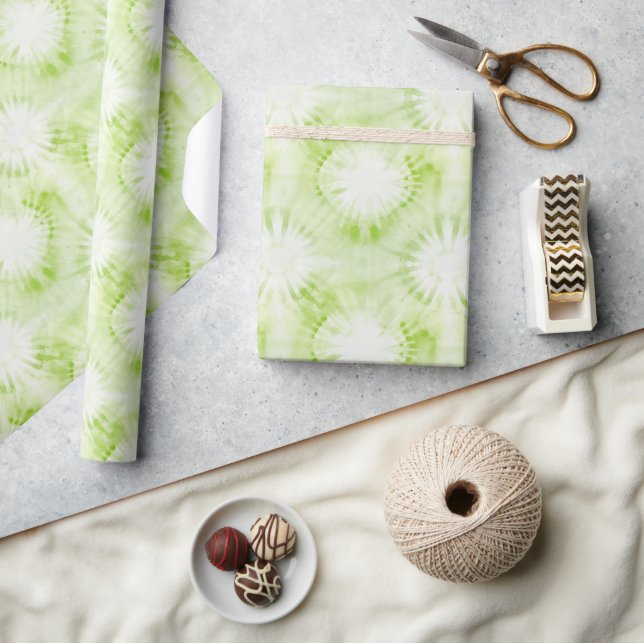Mint Lime Green Tie Dye Birthday Wrapping Paper (Crafts)